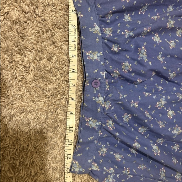 Vintage Blue Floral Maxi Skirt with White Lace Trim - Picture 5 of 6